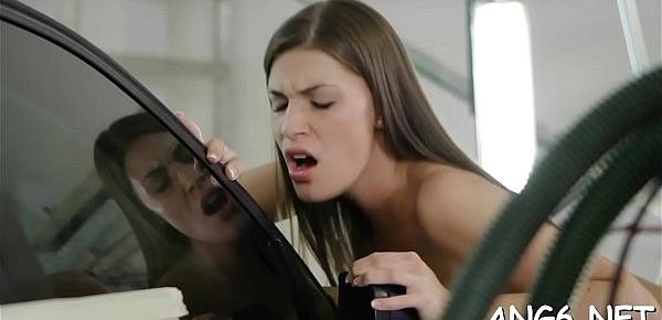  Hunk is pounding playgirl wildly after tasting her luscious twat